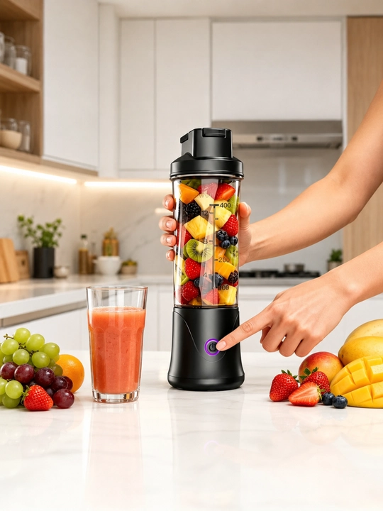 Mini blender sharbat tayyorlash uchun, smuzi va kokteyller uchun, yuqori quvvat, 450 ml