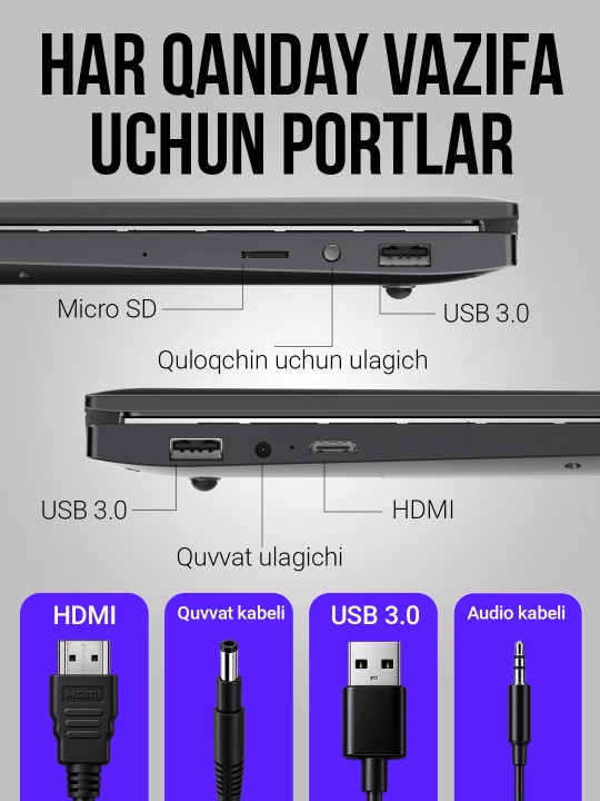 Ноутбук BIKON экран 14 Core i7/ i5/ i3 для офиса, дома, учебы и работы, установлен Windows