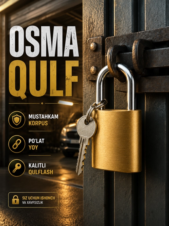 Eshik, darvoza, shkaf va yuklar uchun kalitli osma qulf, 12 tajez eshik qulfi - 