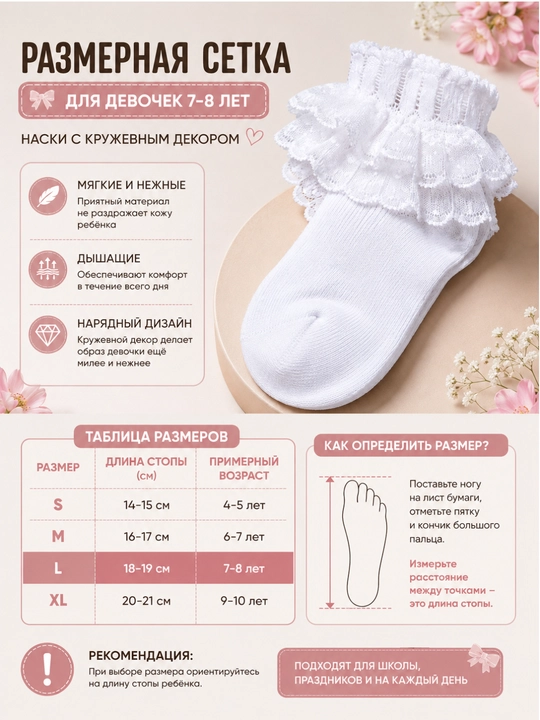 Детские носки, носки для девочек, школьные носки для детей 7-8 лет