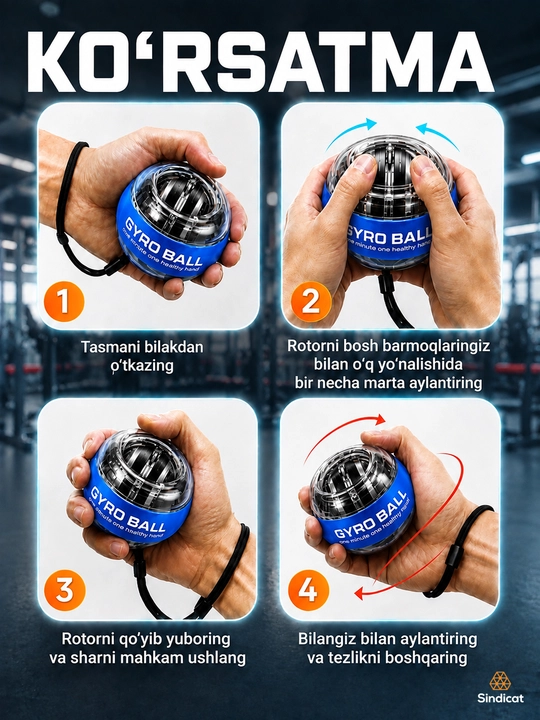 Гироскопический кистевой эспандер Gyro Ball,тренажёр для рук и запястий,для мышц пальцев,