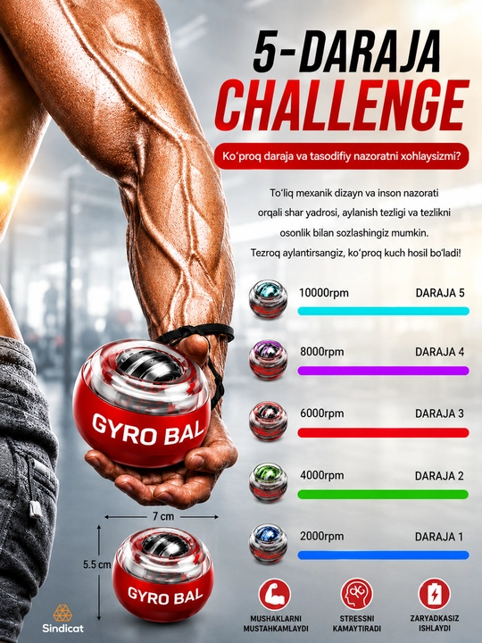 Гироскопический кистевой эспандер Gyro Ball,тренажёр для рук и запястий,для мышц пальцев,