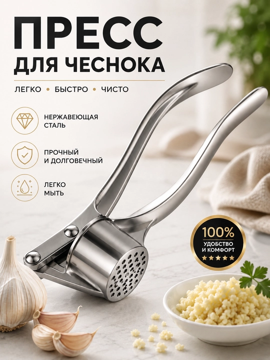 Пресс для чеснока, из нержавеющей стали, кухонный измельчитель - 