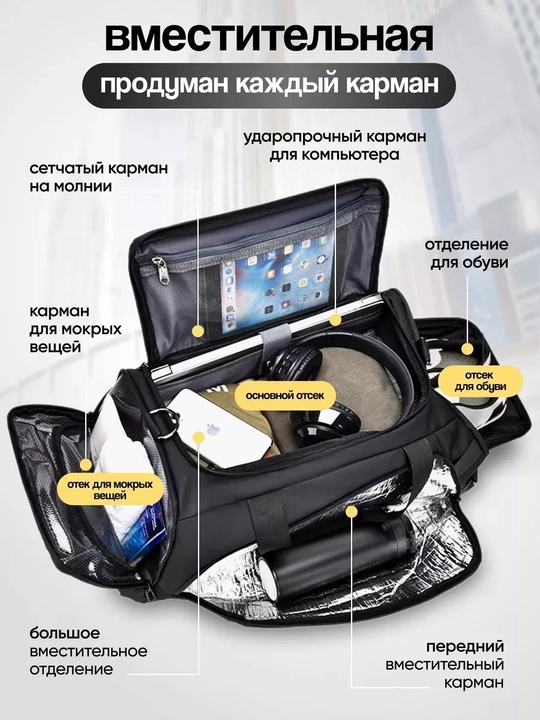 Сумка спортивная, для фитнеса, для путешествий, ручная кладь, дорожная