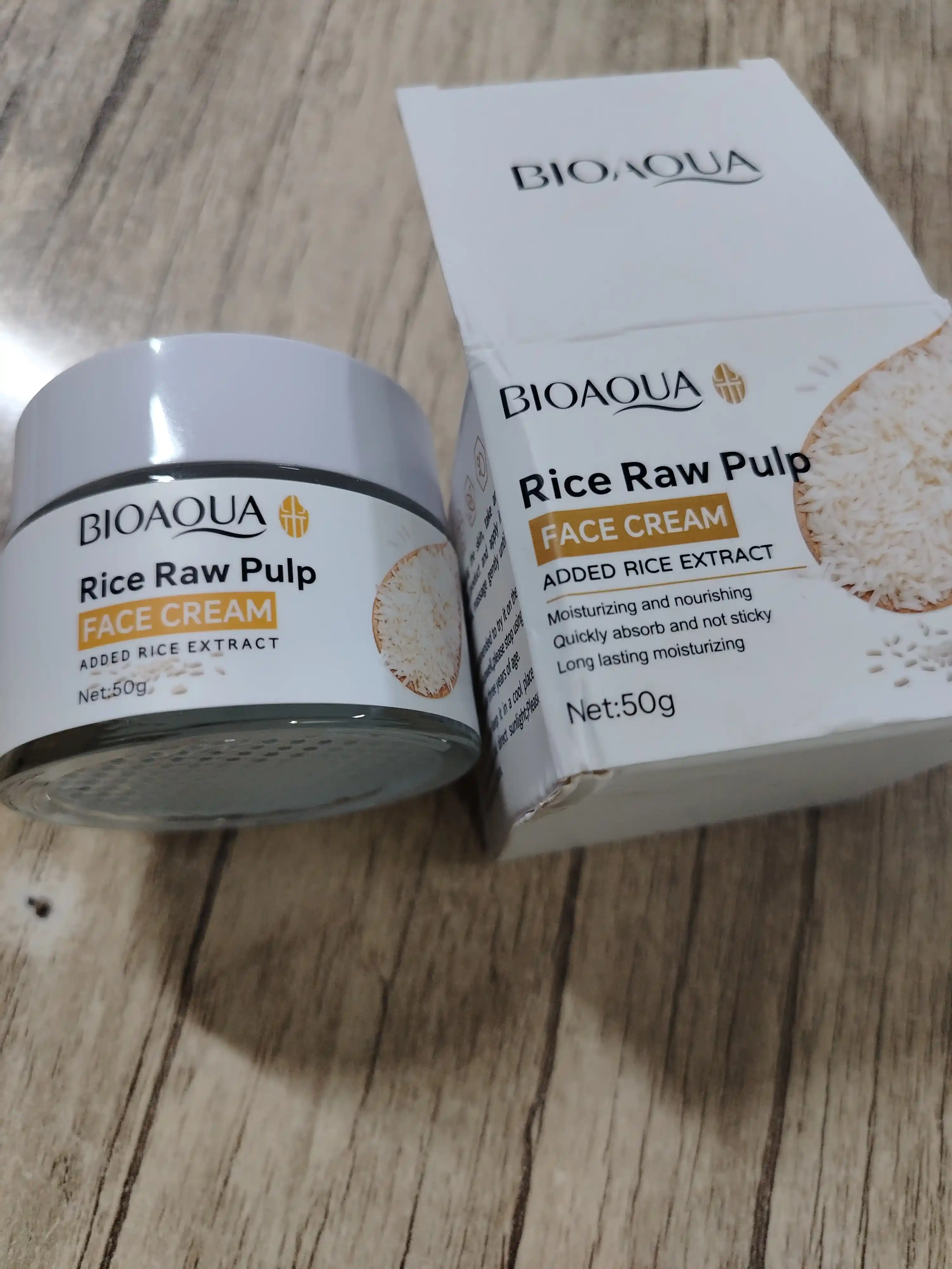Bioaqua guruch ekstraktli yuz uchun krem, namlantiruvchi krem, 50 g