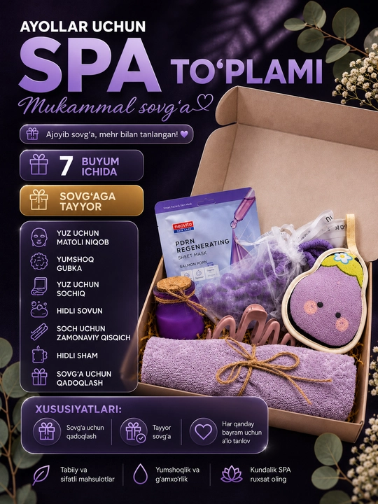 Подарочный SPA-набор для женщин — маска для лица, ароматическое мыло и свеча