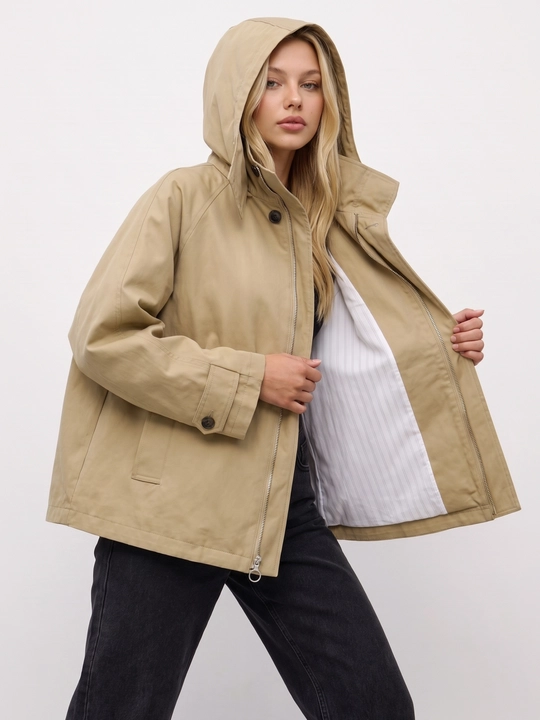 Ayollar vetrovkasi, kapyushonli kurtka, trench oversize, M–4XL — ELLY FASHION