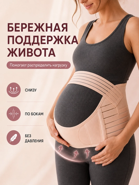 Бандаж для беременных с усиленной поддержкой поясницы и живота, анатомический регулируемый