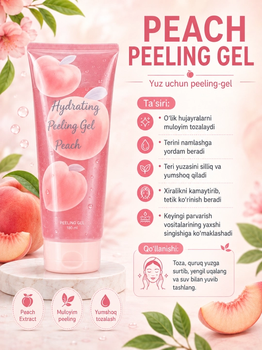 Avokado, shaftoli va olma ekstraktli yuz uchun Peeling Gel — 3 xil - 