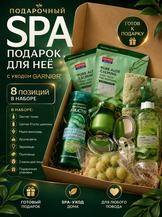 Подарок для женщин, подарочный SPA набор с косметикой, подарочный бокс Garnier - 