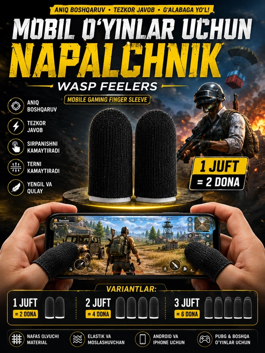 Telefon uchun o‘yin napalchiklari PUBG Mobile, sensorli, sirpanishga qarshi - 