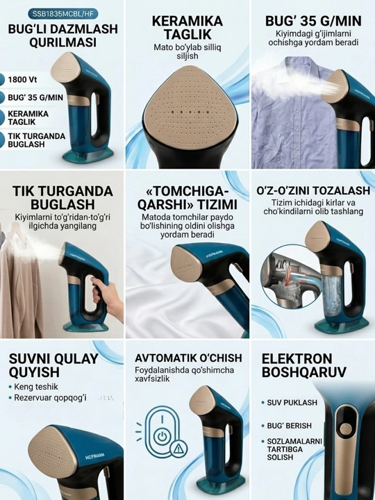Hofmann qo‘l bug‘latgichi, 1800 Vt, 220 ml, elektron boshqaruvli