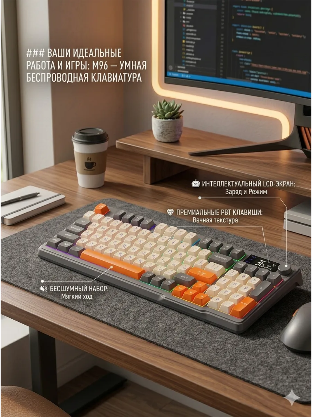 Клавиатура M96, профессиональная клавиатура с RGB-подсветкой