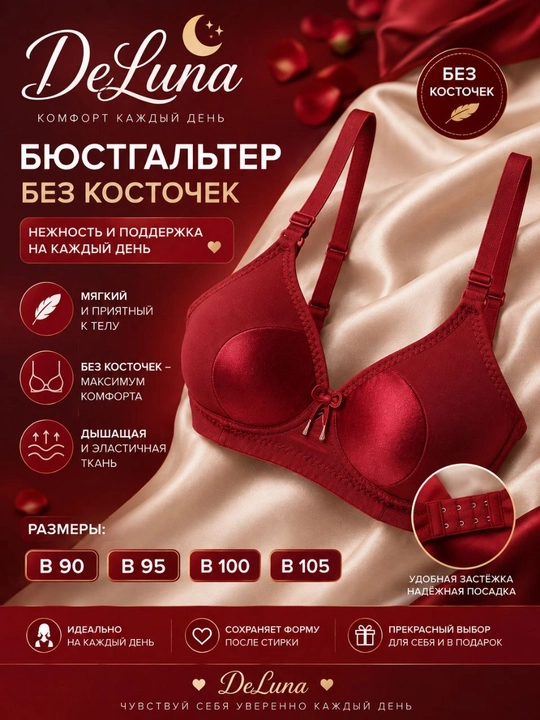 Женский бюстгальтер DeLuna — мягкая беспроводная модель для повседневной носки - 