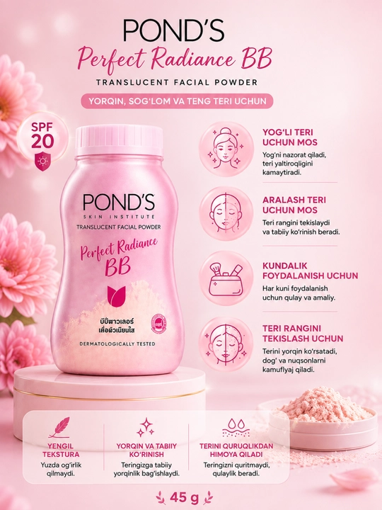 POND’S Perfect Radiance BB yuz kukuni SPF 20, 45 g