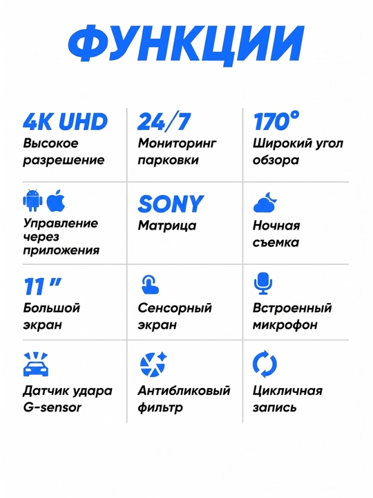 Orqa kamera bilan videoregistrator-ko‘zgu, 2 va 3 kamerali