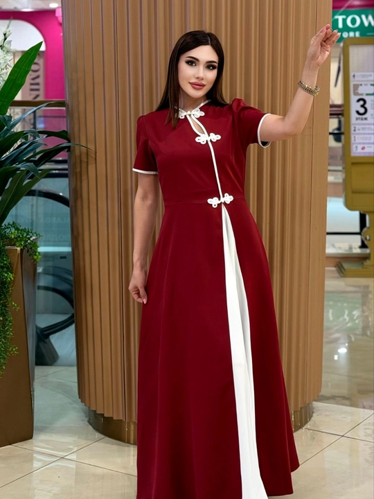 Платье Барби — длинное с коротким рукавом, китайский фасон