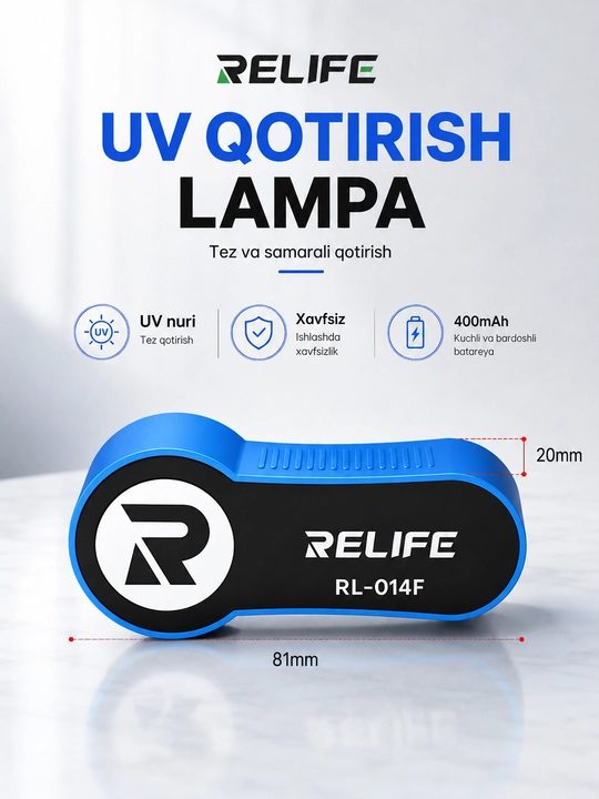 Relife RL-014F mini UV-lampa, 395 nm, 2 LED, plata ta’mirlash uchun