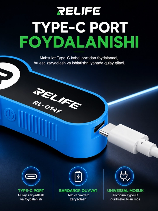 Relife RL-014F mini UV-lampa, 395 nm, 2 LED, plata ta’mirlash uchun