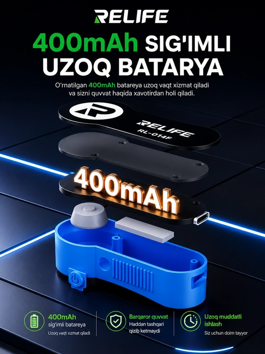 Relife RL-014F mini UV-lampa, 395 nm, 2 LED, plata ta’mirlash uchun