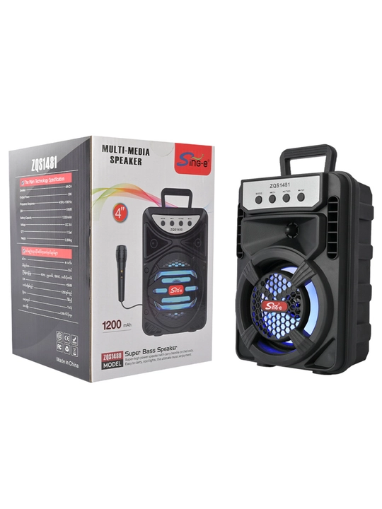 Katta simsiz kalonka Sing-e ZQS, kuchli bass, bluetooth, mikrofonli, karaoke, bayram uchun