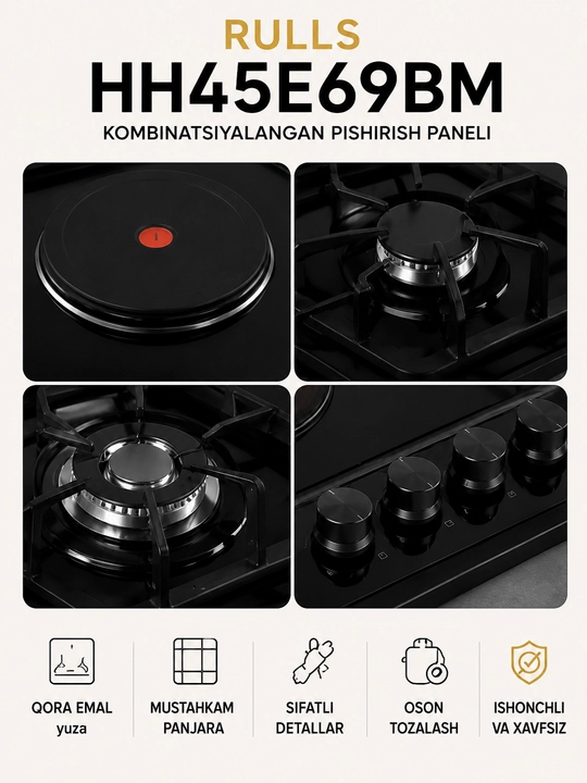 RULLS HH45E69BM kombinatsiyalangan pishirish paneli.