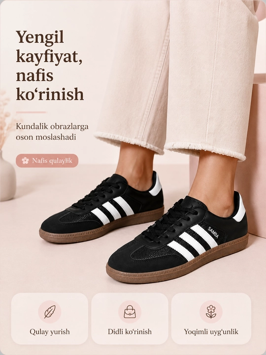 Ayollar qora Samba krossovkasi
