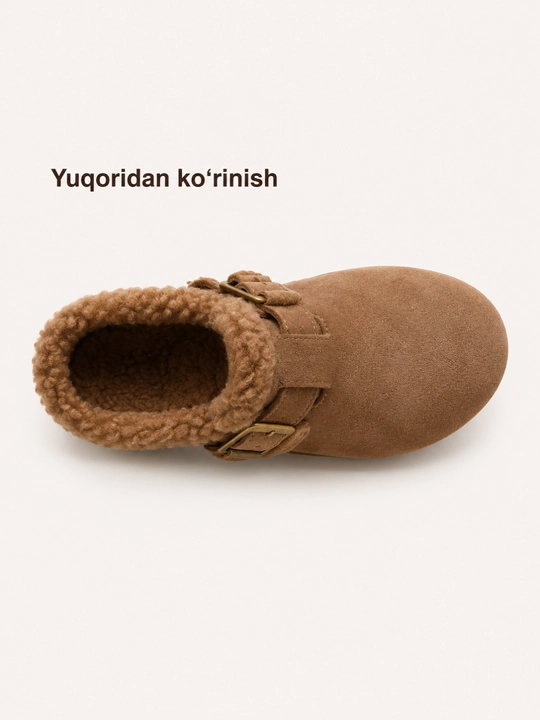 Женские теплые угги, зимняя обувь, тапочки, коричневого цветов