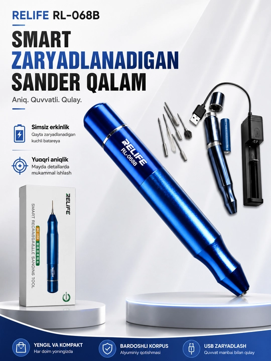Telefon ta’mirlash uchun RELIFE RL-068B akkumulyatorli mini-silliqlash mashinasi