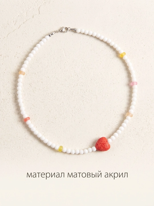 Чокер колье из японского бисера, с вставкой из акрила тюльпан, ручная работа - 