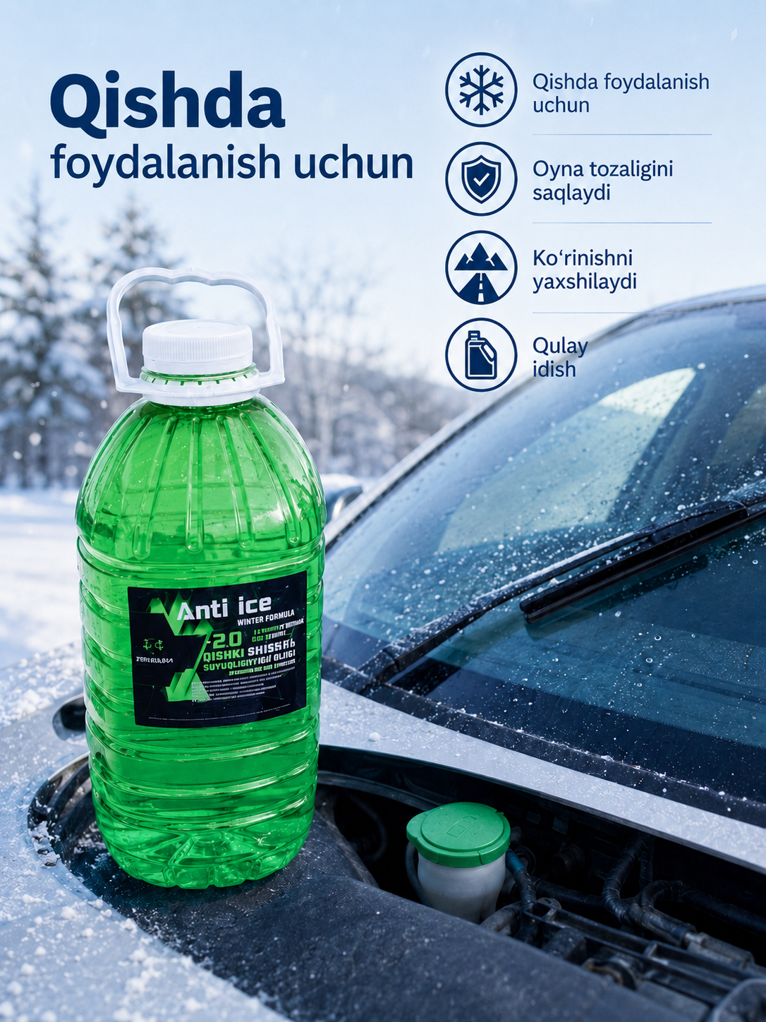 Anti ice -20°C qishki oyna yuvish suyuqligi, 1 litr - 