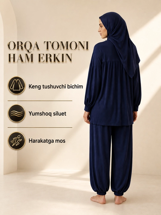 Ayollar uchun kuzgi troyka 3 tasi 1 da Sultanka keng shim keng tunika va boni 48,50,52,54