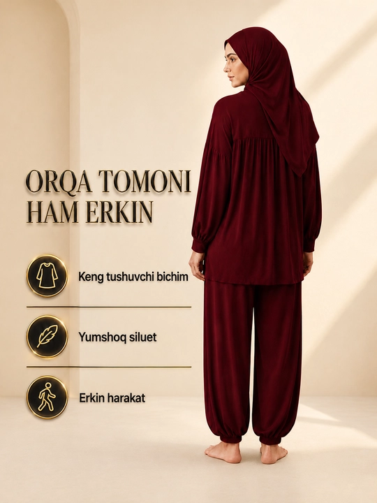 Ayollar uchun kuzgi troyka 3 tasi 1 da Sultanka keng shim keng tunika va boni 48,50,52,54