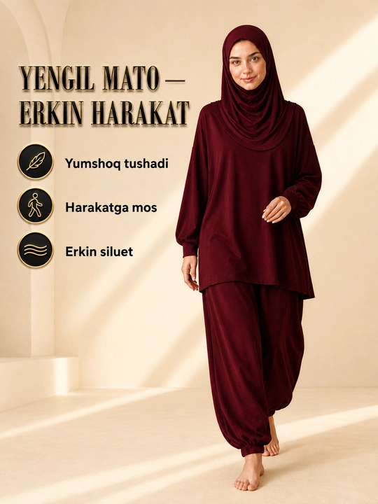 Ayollar uchun kuzgi troyka 3 tasi 1 da Sultanka keng shim keng tunika va boni 48,50,52,54