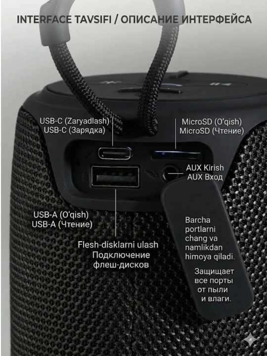 Uy, dam olish, va ofisda foydalanish uchun portativ LED Bluetooth kolonkasi TG-675