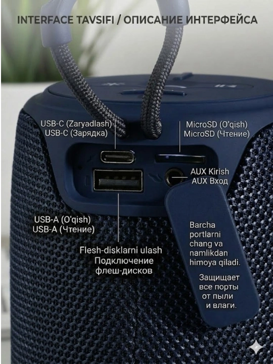 Uy, dam olish, va ofisda foydalanish uchun portativ LED Bluetooth kolonkasi TG-675