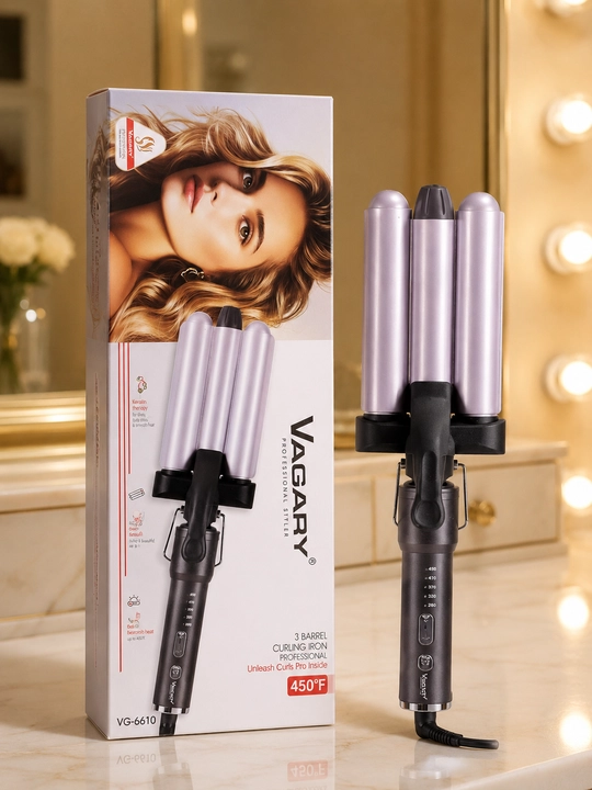 Профессиональная тройная плойка для волос Vagary VG-6610, 450°F - 