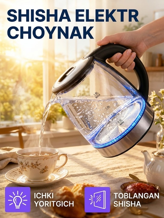 Elektr choynak BOSCH  tefal choynaklar 2.0 L 1500W LED, yoritkichli
