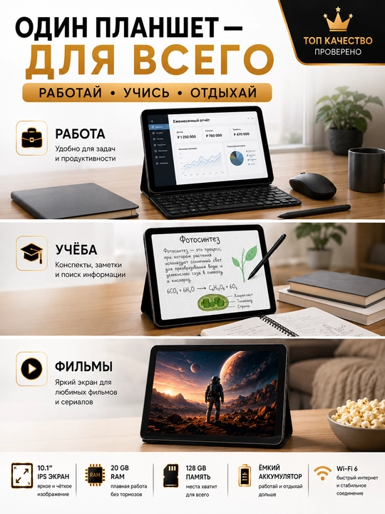 Планшет DYS Android 16 10.1", LTE, 20GB RAM, 128GB ROM, мощный процессор Unisoc T615