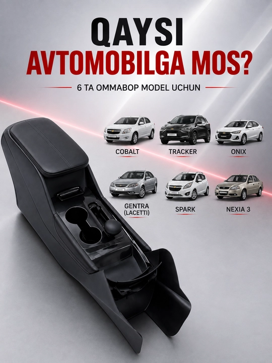 Malibu Bar Chevrolet uchun avto podlokotnik, USB port va 2 ta stakan ushlagich