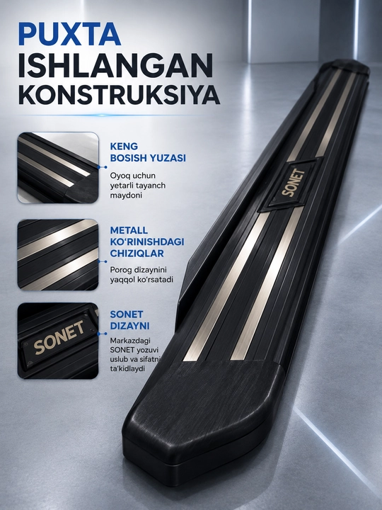 KIA SONET poroglar — 2 dona, qora