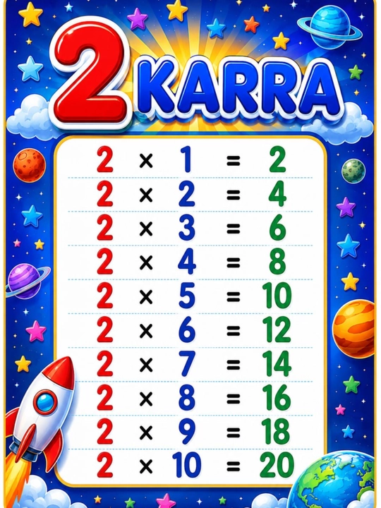 Laminatlangan karra jadvali, 2 dan 10 gacha - 