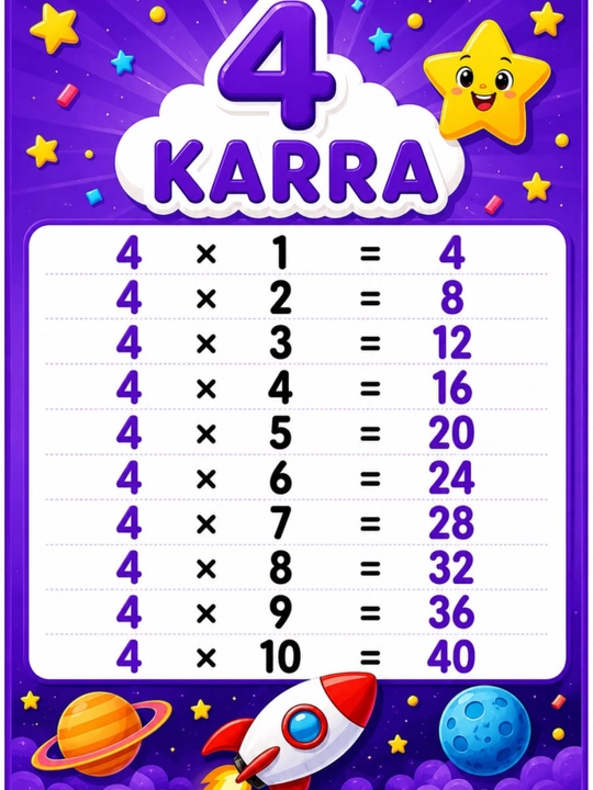 Laminatlangan karra jadvali, 2 dan 10 gacha