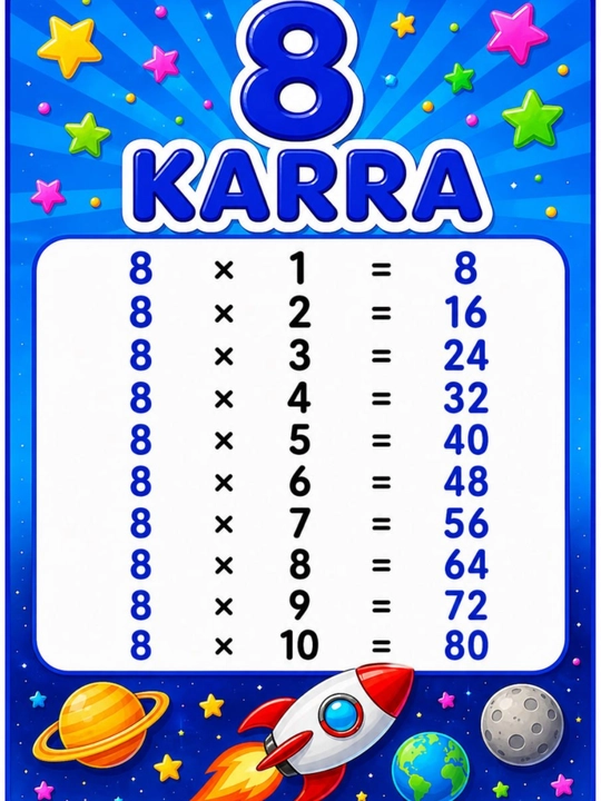 Laminatlangan karra jadvali, 2 dan 10 gacha