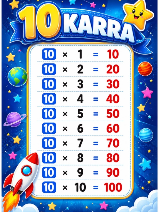 Laminatlangan karra jadvali, 2 dan 10 gacha