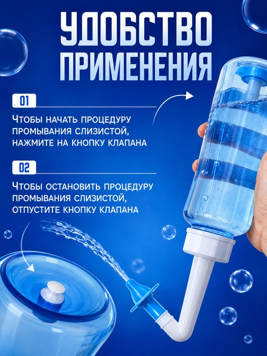 Назальный ирригатор, устройство для промывания носа, 300 мл, аспиратор