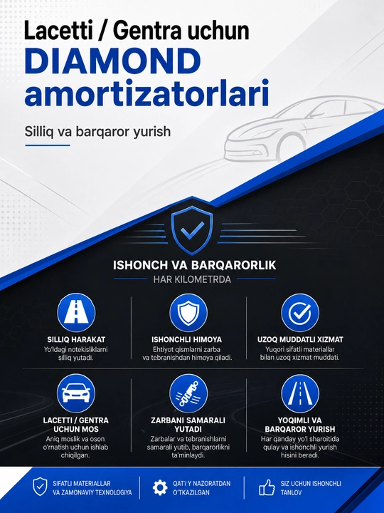 DIAMOND amortizatorlari Lacetti va Gentra uchun old va orqa osma uchun avtomobil detallari