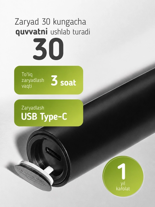 Elektr bolalar tish cho‘tkasi Revyline RL 055 Kids, tovushli, 7+, 3 rejim, 2 nasadka