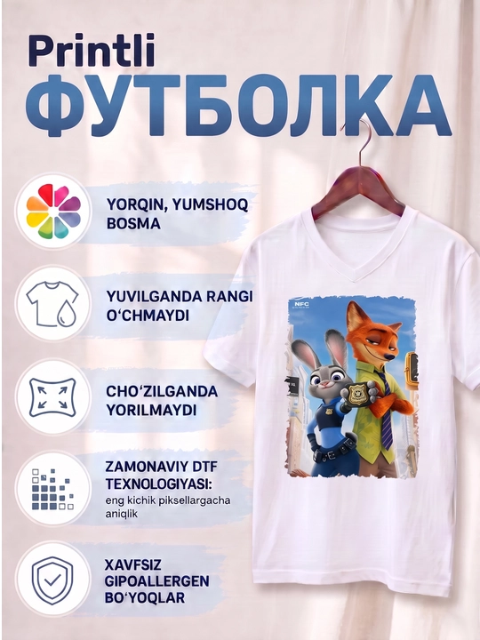 Minecraft va Zootopia printli o‘smirlar yorqin futbolkasi