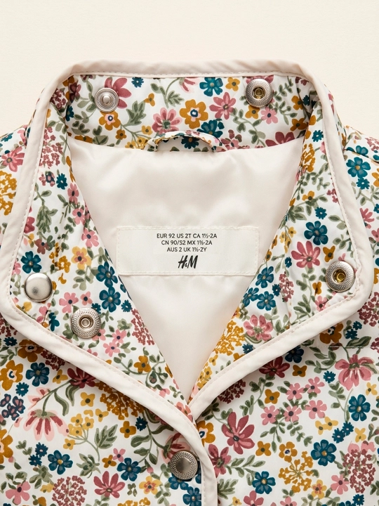 H&M’dan qiz bola uchun gul naqshli, kuz-bahor mavsumiga mo‘ljallangan bolalar issiq nimchasi